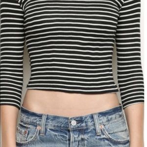 Brandy Melville Navy & White Striped Top